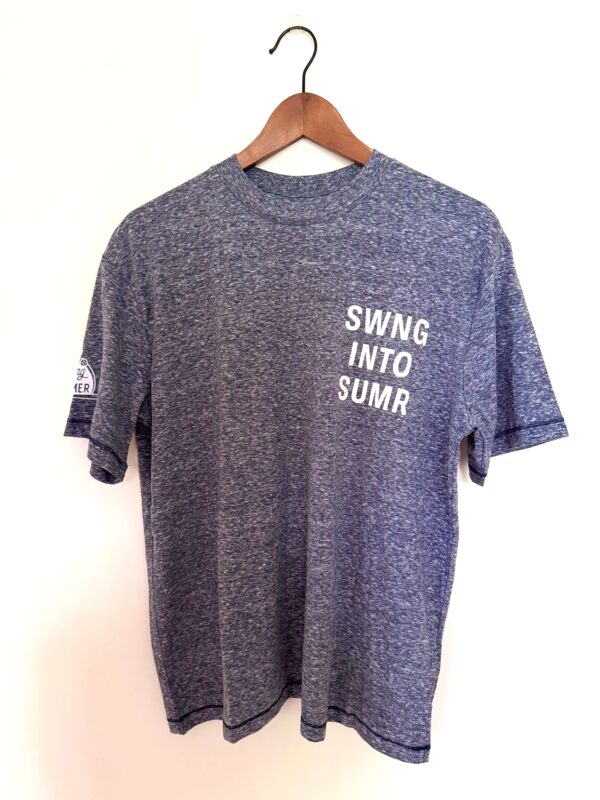 Swing Into Summer, Heathered Navy, Adult T-shirt